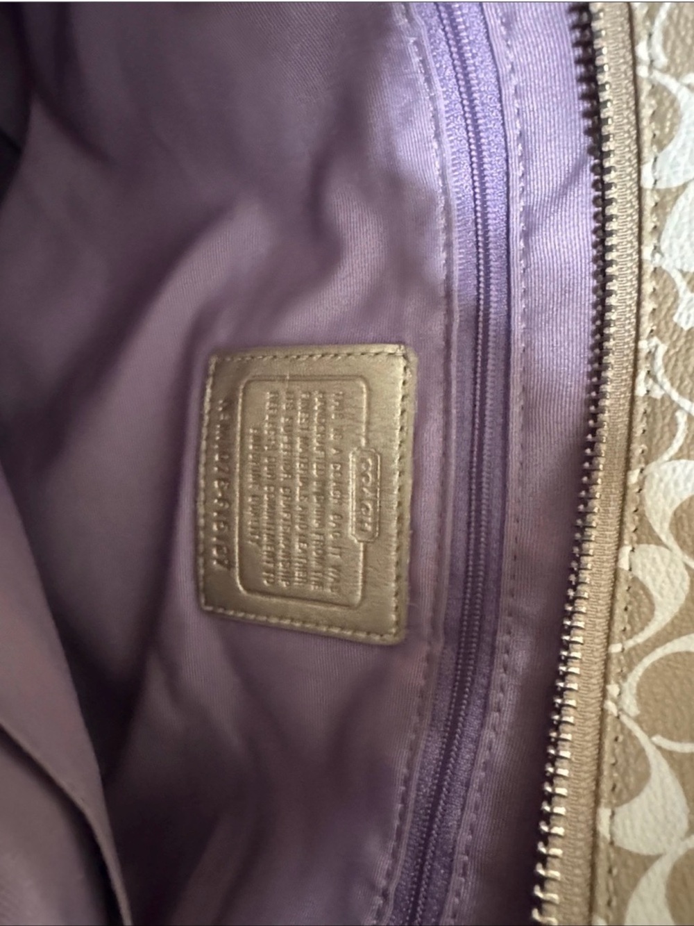 Vintage Coach Signature Stripe Tote Bag Gold Khaki + Matching Leather Wristlet - Picture 11 of 15